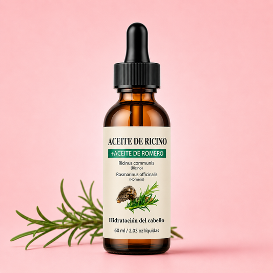 Aceite Capilar de Romero y Ricino 60ml – Fortalecimiento y Crecimiento